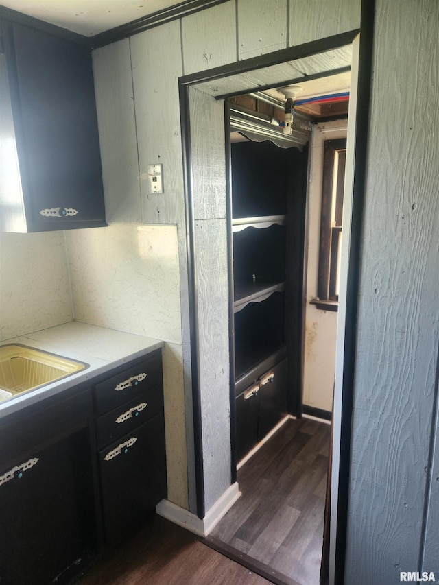 kitchen with dark hardwood / wood-style floors