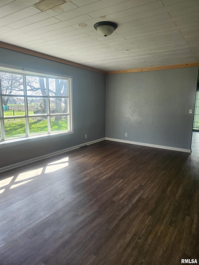 spare room featuring dark wood-type flooring