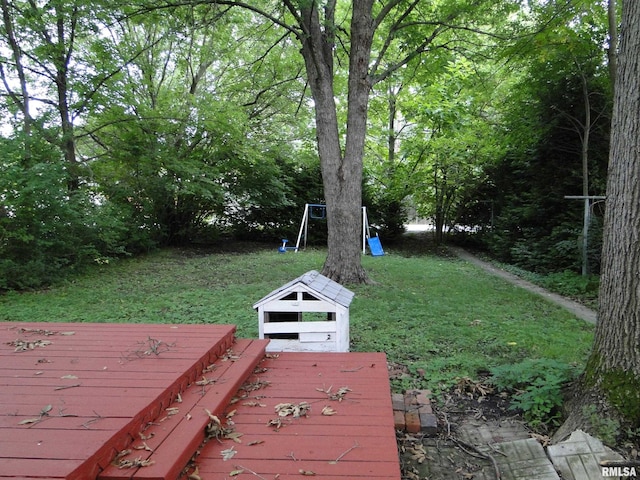 view of yard with a playground