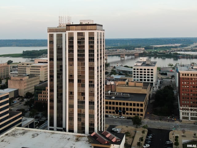 property's view of city featuring a water view