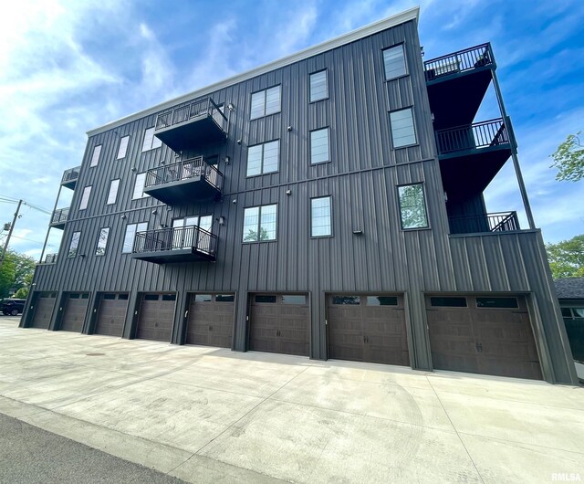 view of building exterior with a garage