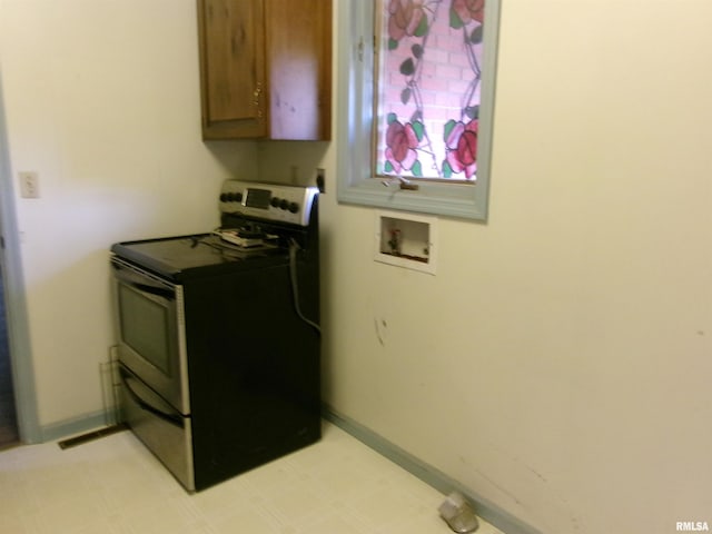 kitchen with stainless steel stove