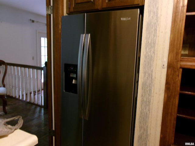 kitchen featuring stainless steel fridge