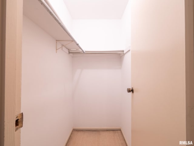 spacious closet with light carpet