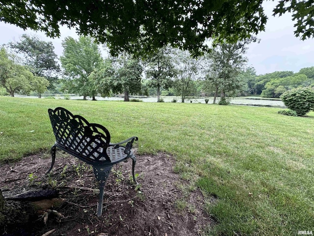 view of yard with a water view