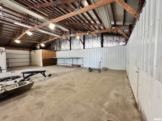 garage featuring metal wall