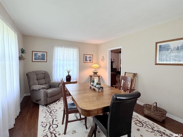 dining room featuring dark hardwood / wood-style flooring