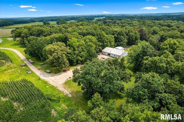 birds eye view of property with a rural view