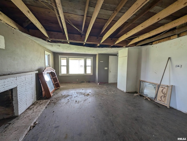 miscellaneous room with a fireplace