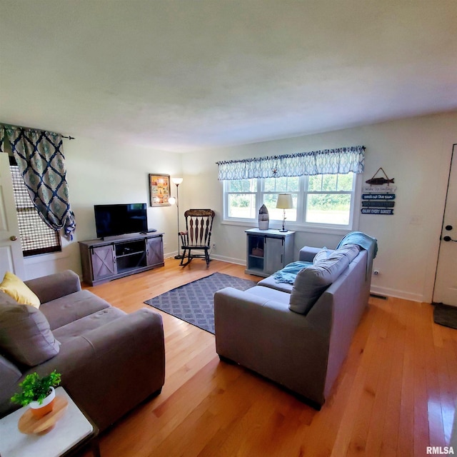 living room with light wood-type flooring