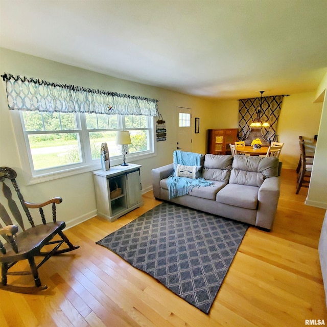 living room with hardwood / wood-style flooring