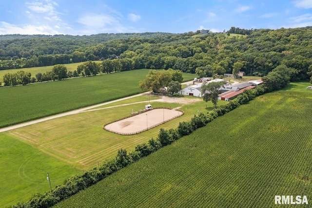 drone / aerial view with a rural view