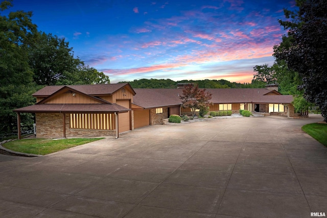 view of front of home with a garage