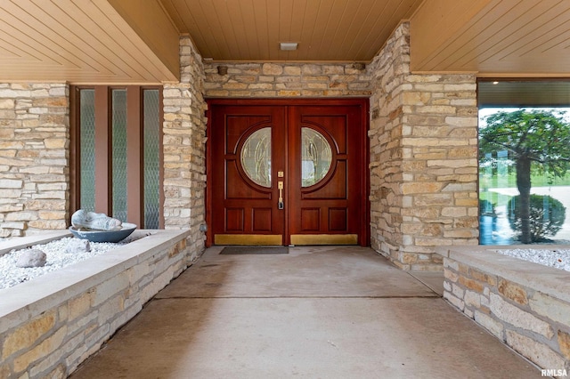 doorway to property featuring french doors