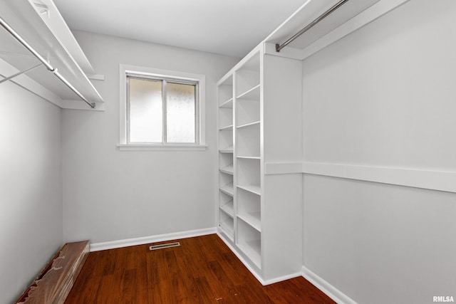 walk in closet featuring dark hardwood / wood-style floors