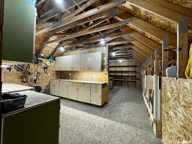 view of unfinished attic