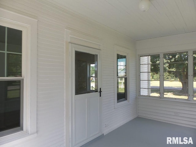 view of unfurnished sunroom