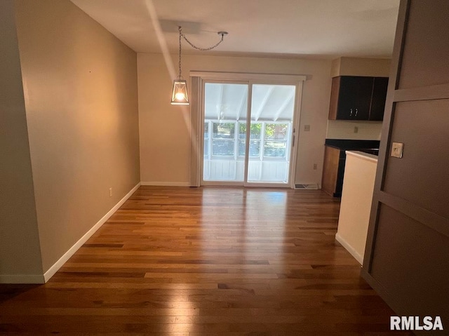 unfurnished dining area featuring dark hardwood / wood-style floors