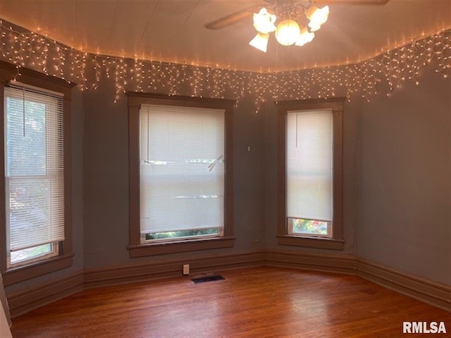 spare room featuring plenty of natural light and hardwood / wood-style flooring