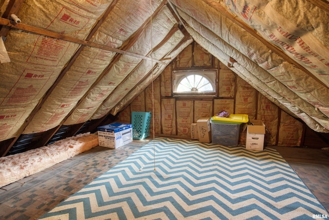 view of unfinished attic