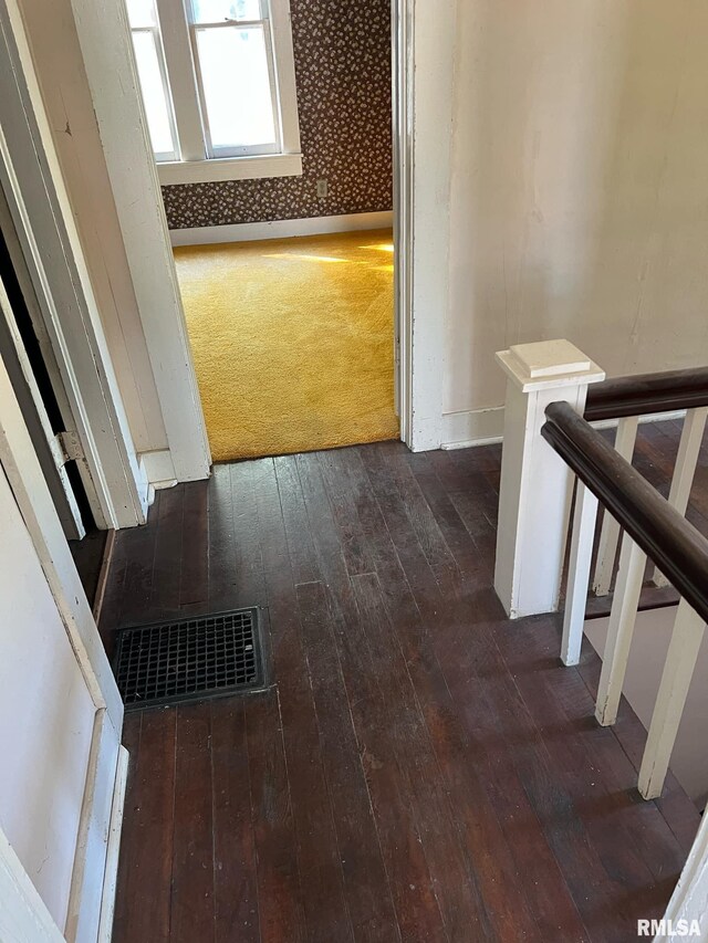 hallway featuring dark hardwood / wood-style floors