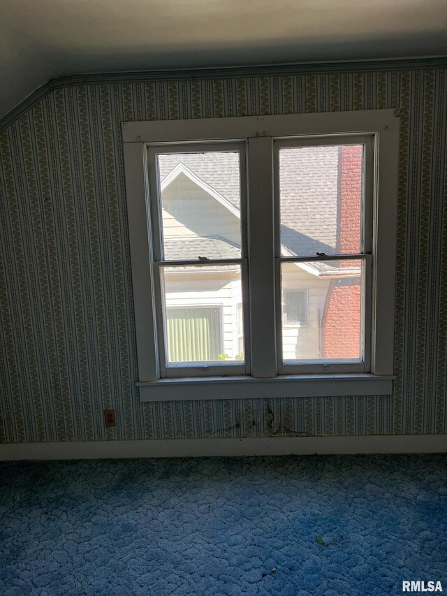 bonus room featuring vaulted ceiling and carpet flooring