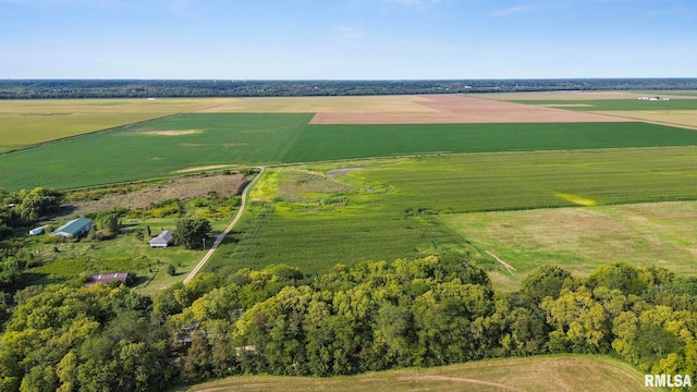 birds eye view of property featuring a rural view