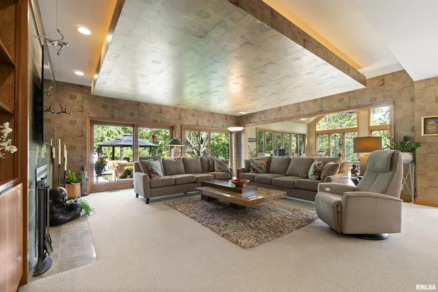 200 W Ravinwoods Rd, Peoria, IL 61615 - carpeted living room with plenty of natural light and recessed lighting