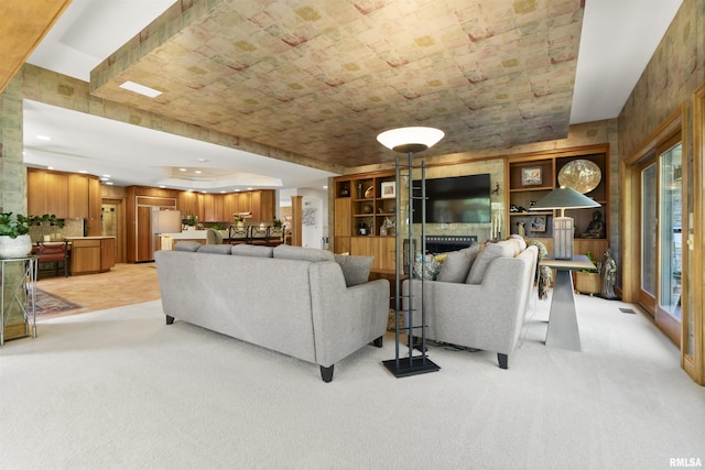 200 W Ravinwoods Rd, Peoria, IL 61615 - living room featuring light carpet and recessed lighting