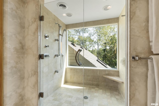 200 W Ravinwoods Rd, Peoria, IL 61615 - bathroom featuring a shower stall and plenty of natural light