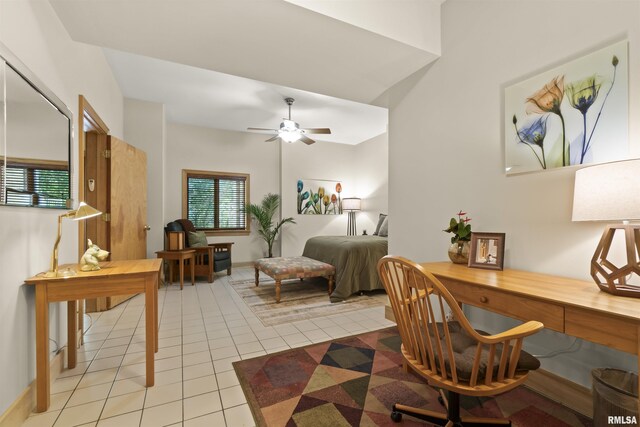 200 W Ravinwoods Rd, Peoria, IL 61615 - office area with light tile patterned floors and ceiling fan