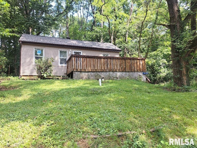 view of yard with a deck