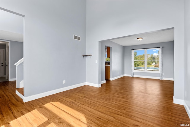 unfurnished living room with wood-type flooring