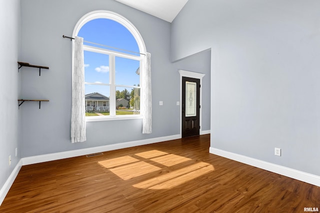 spare room featuring wood-type flooring