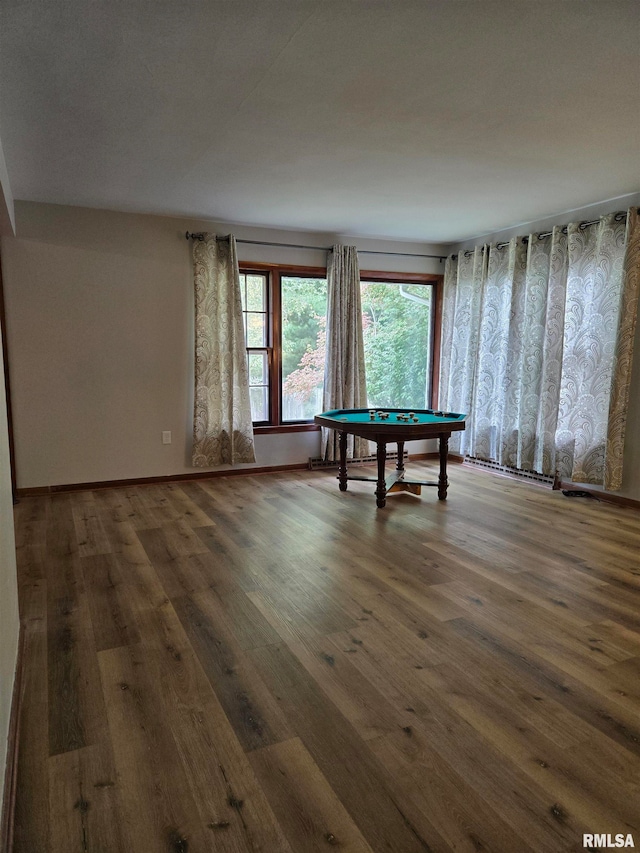 rec room with dark wood-type flooring and pool table