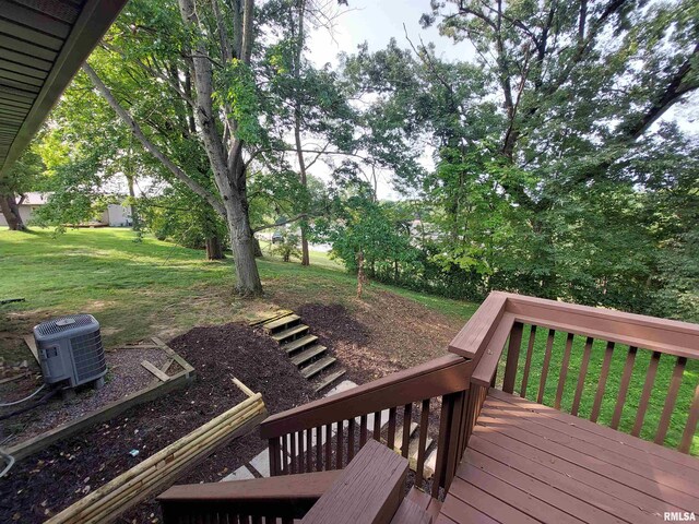 deck with a lawn and central AC