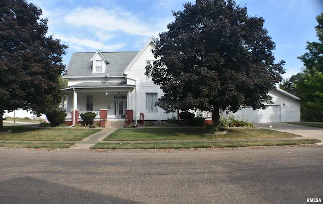 view of front of house featuring a porch and a front yard