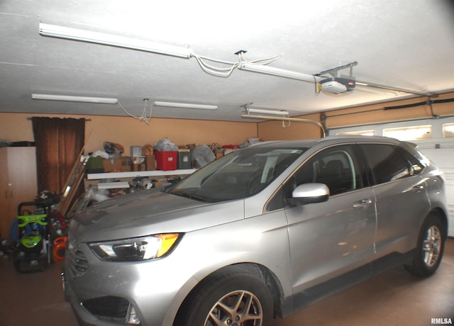 garage with a garage door opener