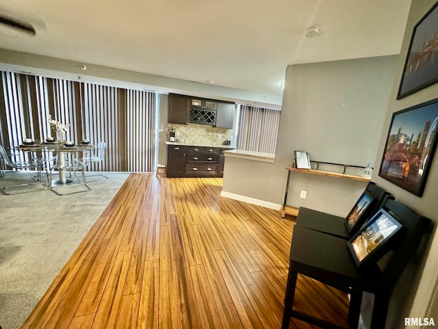 interior space with light hardwood / wood-style flooring