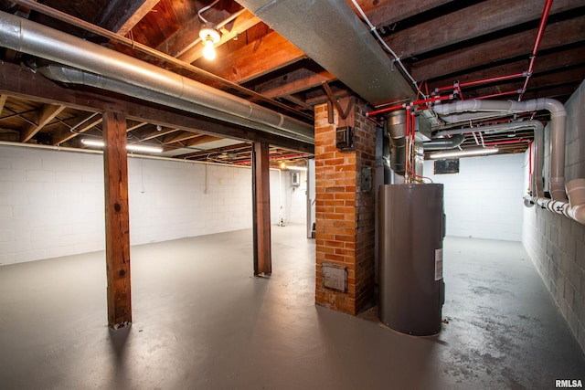 basement with electric water heater