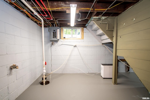 basement with electric panel