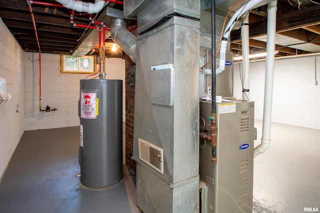 utility room with water heater