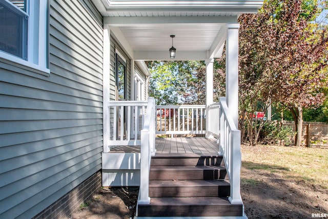 deck featuring covered porch