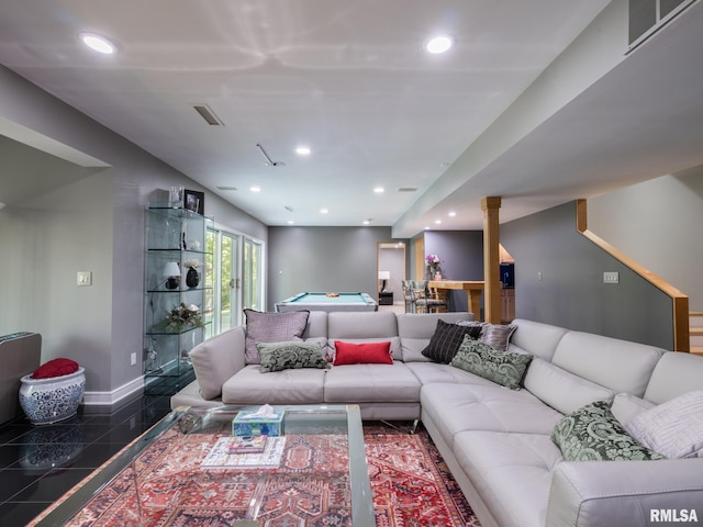 living room featuring pool table