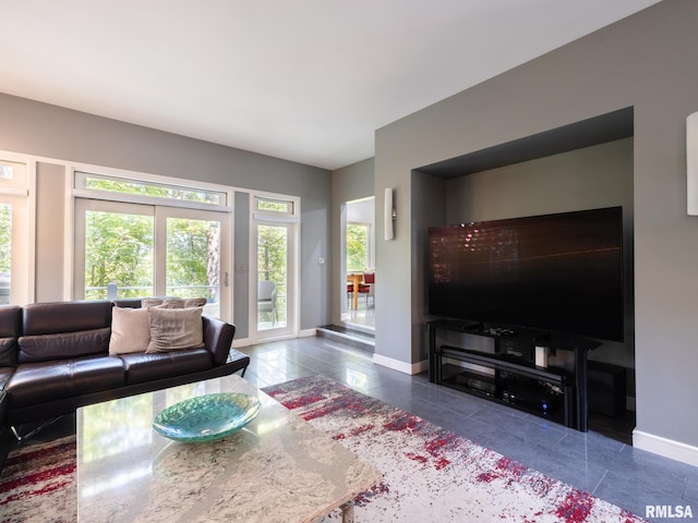 view of tiled living room