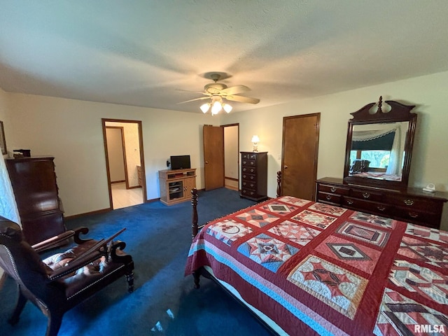 bedroom featuring carpet and ceiling fan