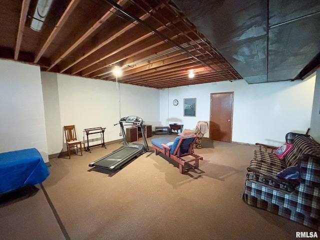 exercise room with carpet floors