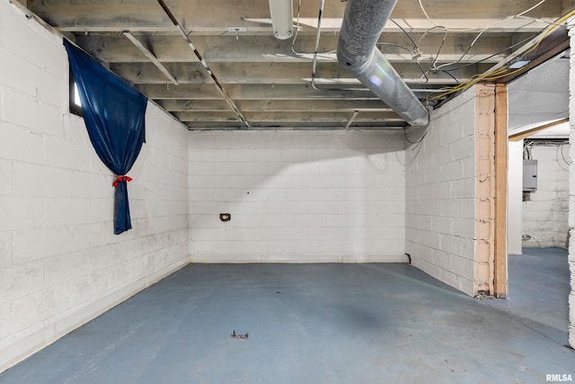 basement with electric panel