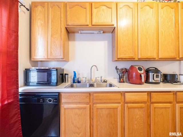 kitchen with sink and black appliances