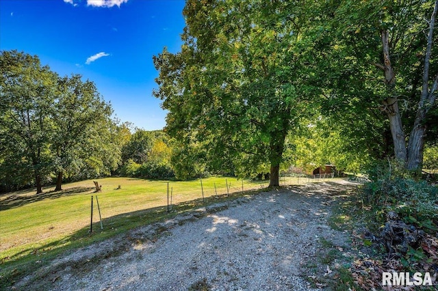 view of road with a rural view